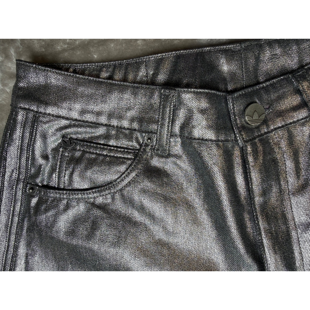 Adidas Originals Firebird Silver Jorts Denim Bermuda Shorts Womens 10 KD2930 NWT - Picture 7 of 9